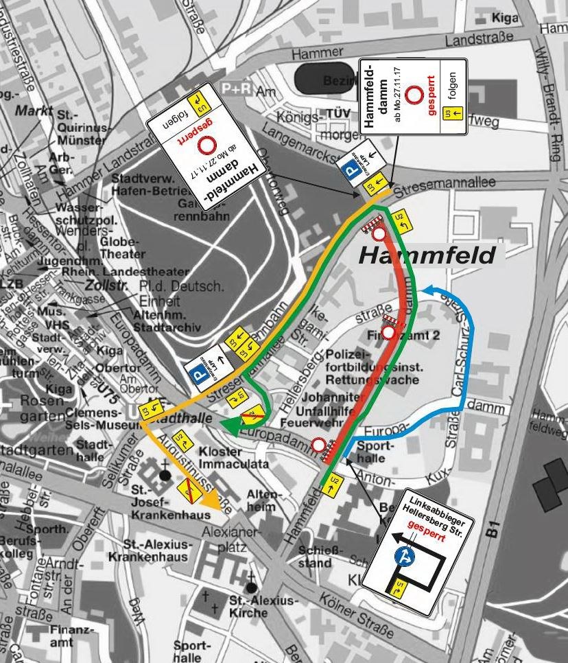 Karte Sperrung Hammfelddamm
