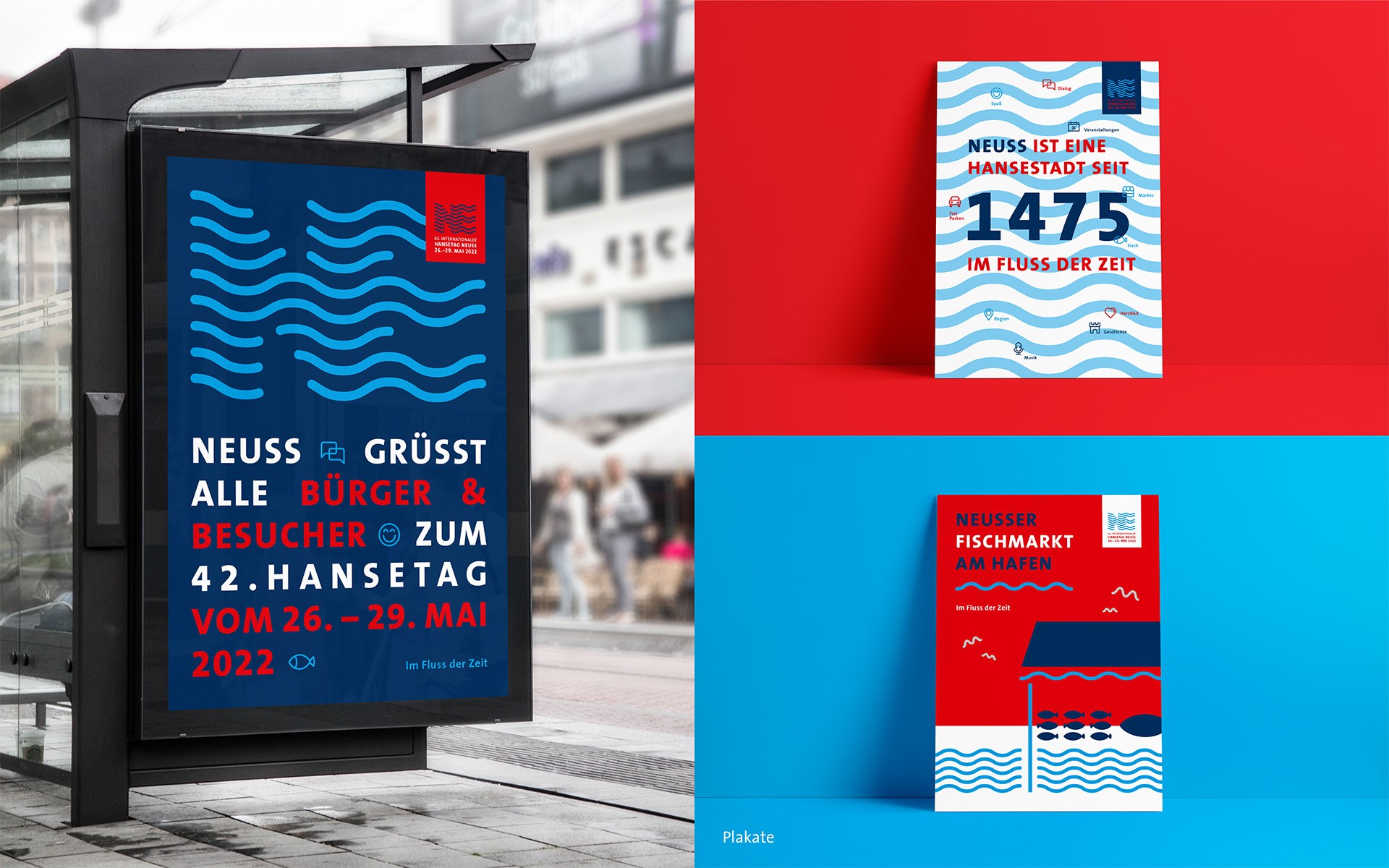 Corporate Design des 42. Internationalen Hansetags 2022 in Neuss: Citylights & Broschüren