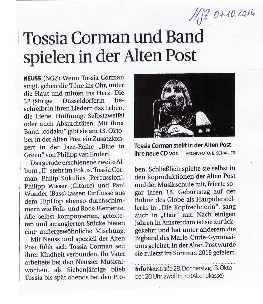 Konzert mit Tossia Corman in der Alten Post