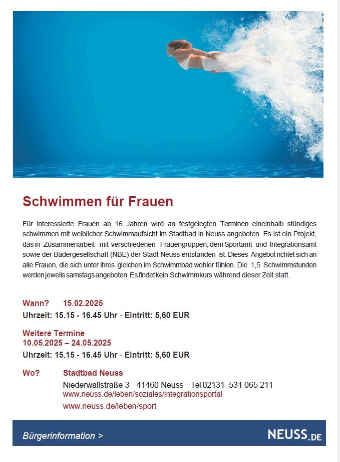 Schwimmen für Frauen im Stadtbad 2025