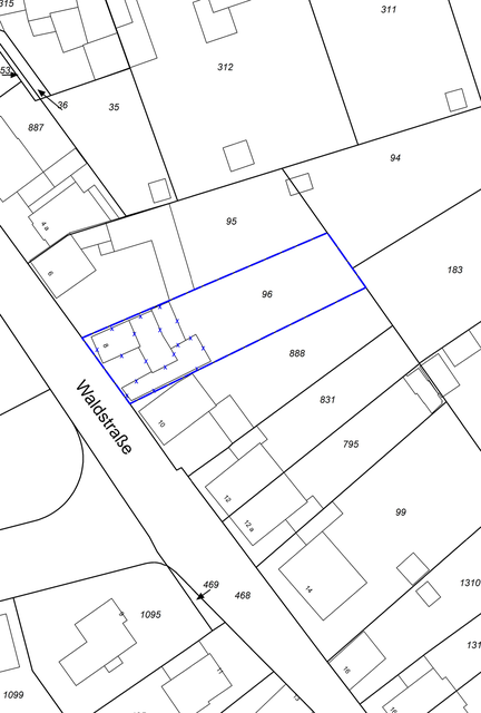 Ausschnitt der Planzeichnung der Waldstraße 8