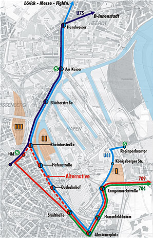 Geplantes Stadt- und Straßenbahnnetz (zum vergrößern klicken)