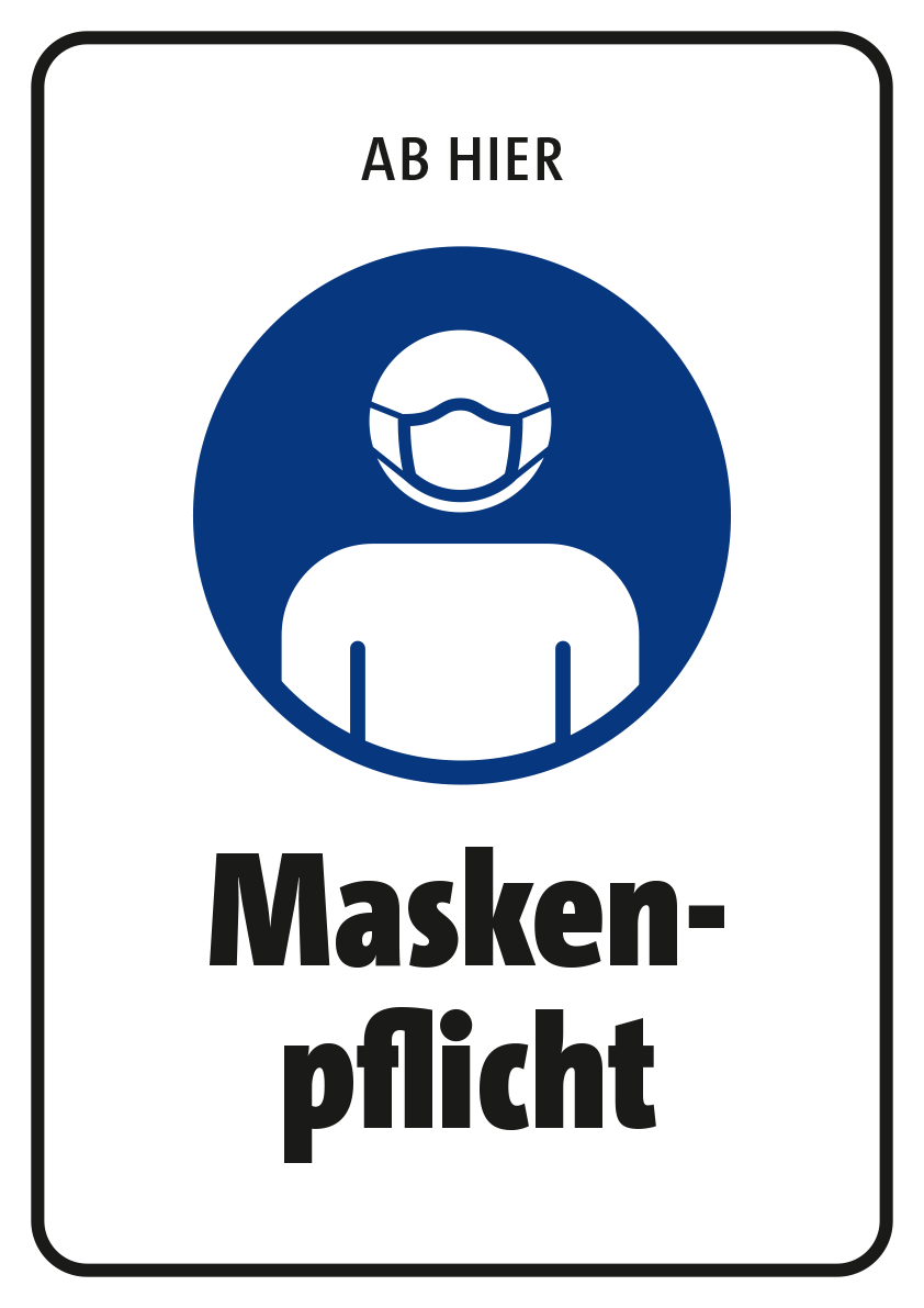 Schild mit dem Aufdruck Masken-Pflicht