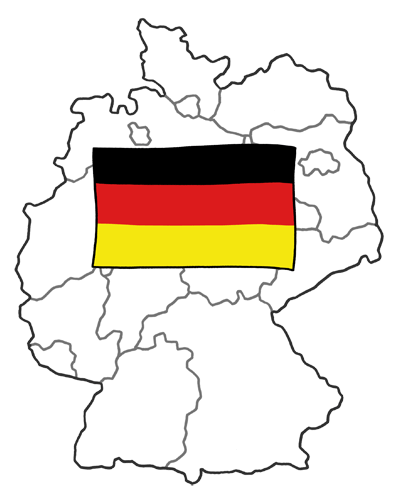 Karte von Deutschland mit Flagge.