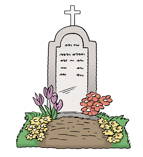 Friedhof mit Grab.